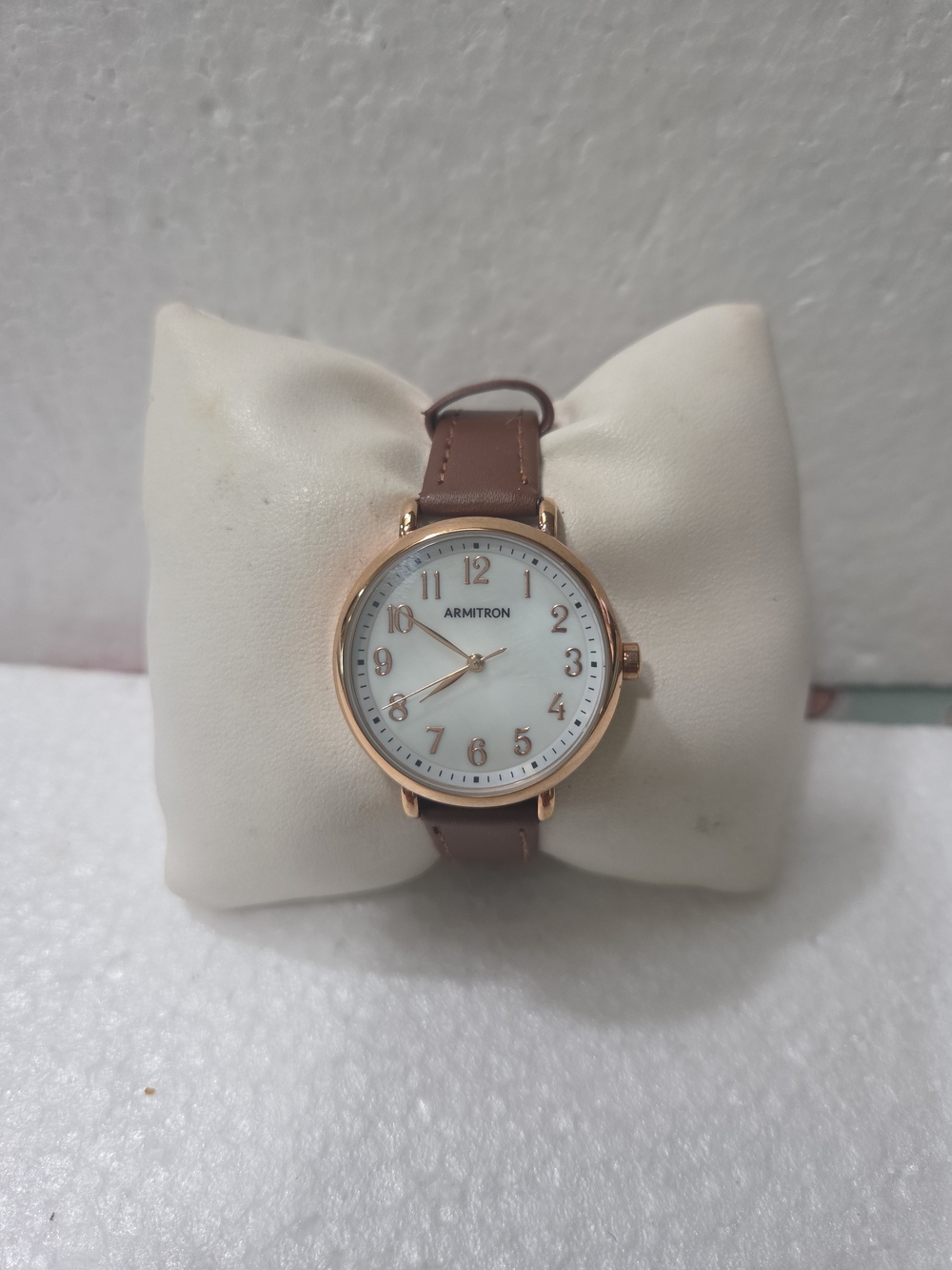 Armitron Rose Gold Case Brown Leather Strap Watch